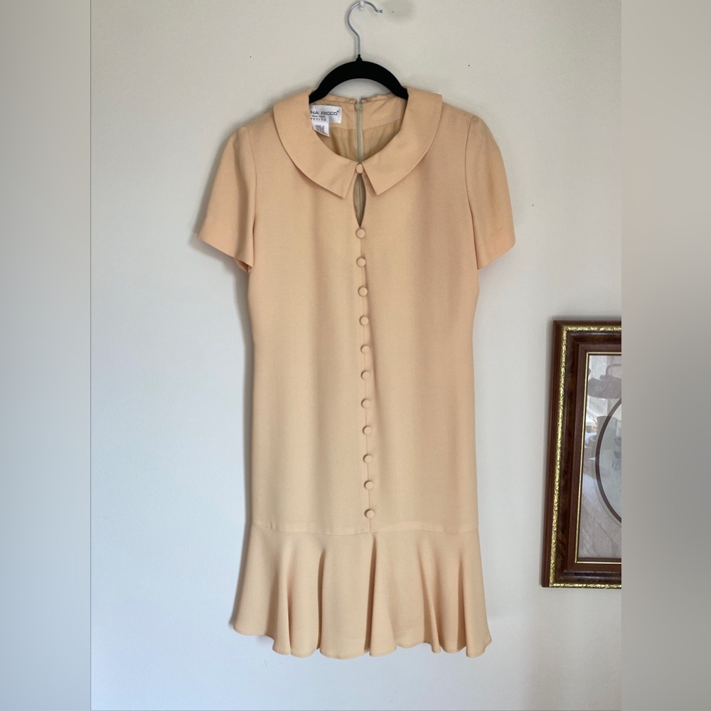Vintage Donna Ricco New York Petite Yellow Dress